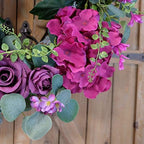 Artificial Purple Rose Wreaths 20 inches Front Door Wreath with Hydrangea Green Leaves Artificial Spring Wreaths Valentines Mother's Day Wreath for Wall Wedding Party Home Decor (Purple) - Image 5