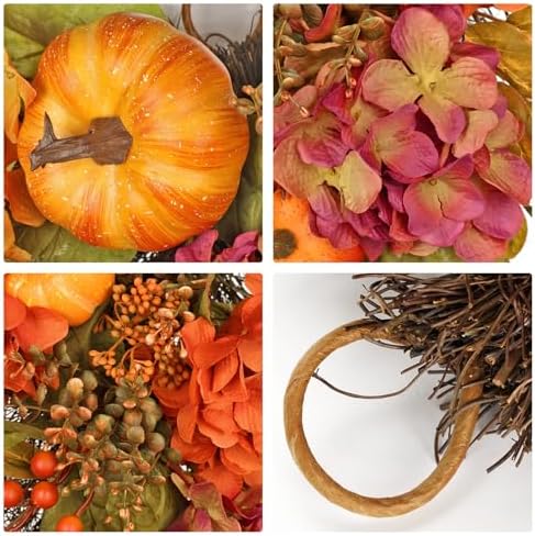 Artificial Pumpkin Harvest Teardrop Swag 23.6 Inch, Mini Fall Pumpkins - Image 3