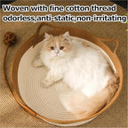 Instinct Basket, Stimuli Handwoven cat Basket Rope Cotton with Cushion, Eliminates Bed Rejection Round Pet Basket, Boho Catbed for Cats Handwoven Scratchable Breathable Weave (Large-A) - Image 5