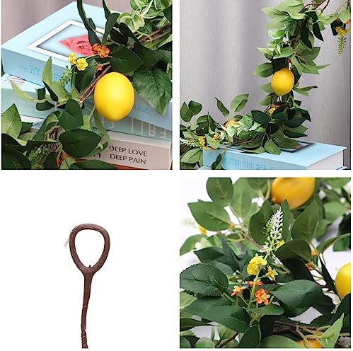 IUIBMI 2PCS 6Ft Artificial Lemon Garland, Spring Greenery Garland with Lemons and Green Eucalyptus Leaves, Artificial Lemons Vine Garlands Wreath for Front Door Kitchen Party Table Wedding Decor - Image 6
