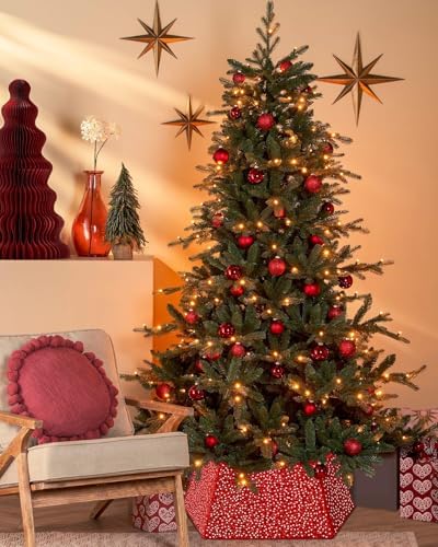 Christmas Tree Collar Red Sequin Collapsible Tree Skirt 25.59 Inch Velvet Christmas Tree Ring Cover for Xmas Artificial Tree Home Ornaments - Image 3