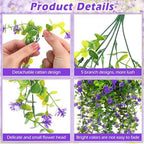 Hotop 6 Pcs Artificial Hanging Plants Ivy Vine with Flowers, Purple - Image 3