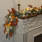 Realistic Fall Garland for Mantle 6 Ft Fall Maple Leaves Garlands with Lights/Timer Pumpkin Garland for Thanksgiving Outdoor Indoor Table Fireplace Autumn Decor Fall Decorations for Home Porch - Image 5