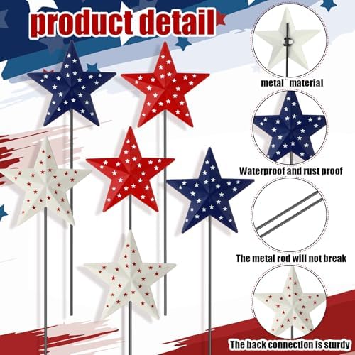 Pickmesh 6 Pcs 12" H Valentine Heart Metal Yard Stakes Vintage Garden - Image 4