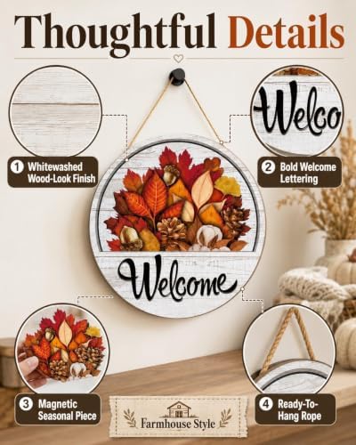 16Pc Interchangeable Welcome Sign for Front Door Seasonal Welcome Door Sign - Image 4
