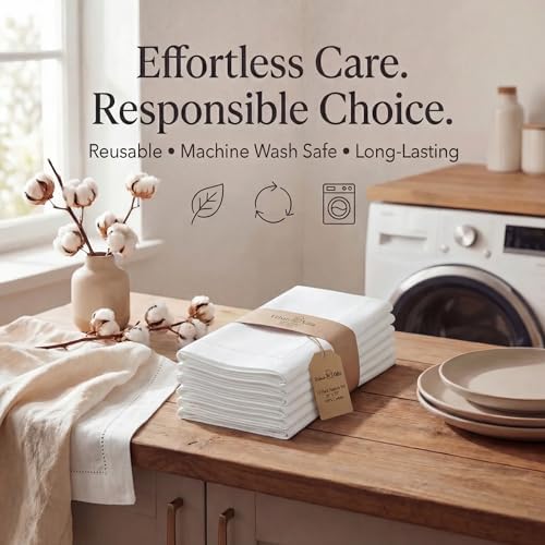 Urban Villa Cloth Napkins White Hemstitch Dinner Napkins Set of 12 (20X20) 100% Cotton Absorbent Washable Durable Reusable Ideal for Hotel Collection Farmhouse Parties Restaurant Lunch Dinner Napkins - Image 7