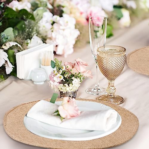 Yunlly Set of 48 Burlap Placemats Bulk 11.8 in Round Woven Placemat, Brown - Image 4