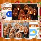 WILLBOND 29 PCS LED Gingerbread Christmas Village Sets 8 Lighted Ceramic Gingerbread Village Houses with Remote Control and 13 Trees Christmas Figurines Decor for Home Tabletop Mantel Shelf Decor - Image 2