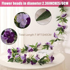 Floweroyal 4 Pack Artificial Flower Garlands 15.8FT Fake Impatiens Vines Silk Flowers Hanging Impatien Ivy for Wedding Arch Party Home Garden Wall Decor (Purple) - Image 2