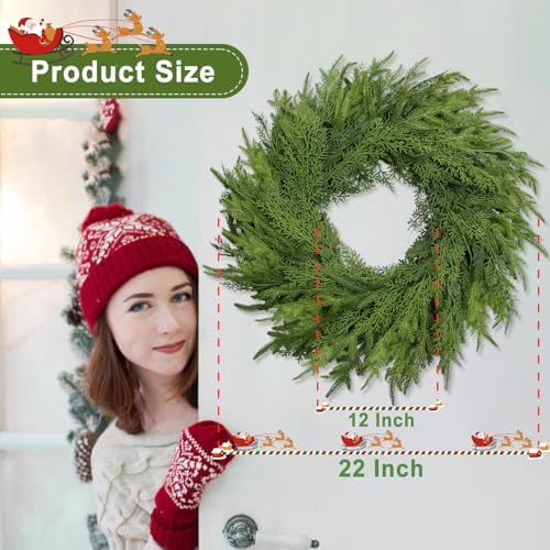 26 Inch Christmas Wreath, Christmas Wreaths for Front Door, Artificial Pine Wreath for Table Wall Window Indoor Outdoor Christmas Decoration - Image 5