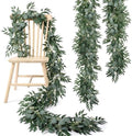 Suncalla 2 Pcs 10 Feet Fake Greenery Garlands Artificial Silver Dollar Eucalyptus Garland in Grey Green and Willow Twigs Garland Intertwined Together for Wedding Arch Doorways Table Decor by Unknown