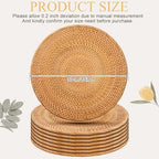 8 Pack 13'' Autumn Rattan Placemats Brown Round Natural Rattan Placemats Heat Resistant Boho Farmhouse Hand Woven Plates Chargers for Dinner Plates Home Wedding Table Mats Decorations - Image 2