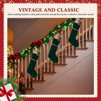 Ganeen 4 Pcs 18 in Velvet Christmas Stockings Hanging Stocking, Dark Green - Image 4