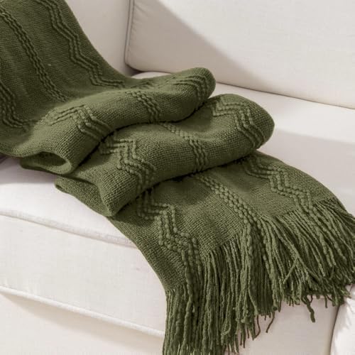 BATTILO HOME Olive Green Throw Blanket for Couch, 50"x60" - Image 2
