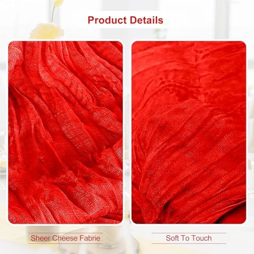 10 Pack Red Cheesecloth Table Runner 35x120 Inch 10Ft Rustic Gauze Cheese Cloth Table Runner Sheer Cheesecloth Table Runners for Wedding Party Bridal Shower Decoration - Image 3