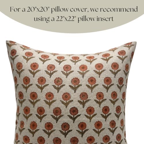 Linen Throw Pillow Covers 20x20 inch Terracotta and Olive Decorative Pillow Covers for Living Room, Bedroom - Image 4