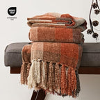 EverGrace Plaid Chenille Fall Throw Blanket, 50"x60", Harvest Orange Plaid - Image 4