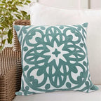 Alysheer Embroidered Decorative Throw Pillow Cover 20"x 20", 1pc Aqua Blue - Image 5