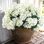 Hananona 12 Pcs Artificial Geranium Flowers for Outdoors Geranium White Silk Flowers Outdoor UV Resistant Garden Plants Faux Flowers for Home Kitchen Table Centerpieces Decor (12, White) by HANANONA