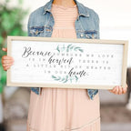 Simply Said, INC Farmhouse Frames Memorial Decor, Because Someone We Love is in Heaven Sign, 24 x 10 inch Wood Plaque, Made in USA, FF1055 - Image 4