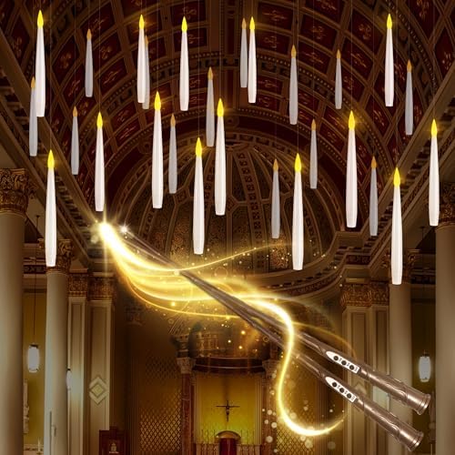 LUSHARBOR Floating Candles with Wand, Halloween Magic Flameless Candles by LUSHARBOR