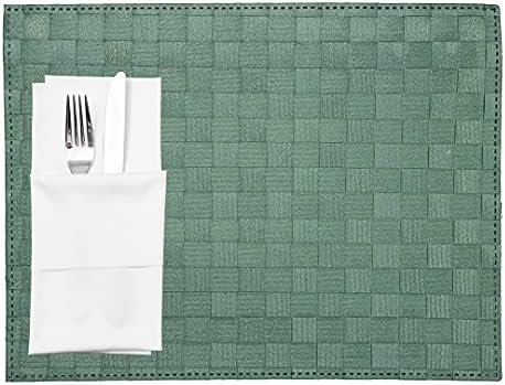 Restaurantware Rectangle Green Woven Placemat, 16 x 12 in, 6 Pack by Restaurantware