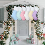 6 Pcs 18in Pastel Christmas Stockings Macaron Velvet Xmas Stockings - Image 4