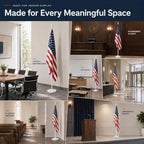 Flag Stand Indoor - 1" Heavy Duty Metal Flag Pole Set with Base,6-8ft Adjustable,Portable & Free Standing for Office,Meeting Room,Classroom,Entry Area,Outdoor Porch Deck (White) - Image 7