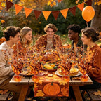 FUBININA 6 Pack Fall Table Centerpiece Autumn Party Decoration Metallic Gleam Foil Spray Star Centerpiece Glitter Decor for Thanksgiving Harvest Seasonal Event Halloween Holiday,Orange - Image 3