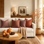 MIULEE Linen Fringe Decorative Fall Throw Pillow Covers Burnt Orange 20x20 - Image 3