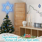 16.3 Inches Star of David Hanukkah Tree Topper Hanukkah Decorations Christmas Star Tree Topper Blue Lights USB Power Supply Suitable for Diwali Birthdays Weddings Parties Christmas Tree - Image 3