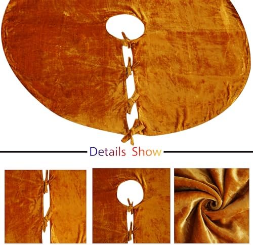 Sophia-Art Christmas Tree Skirt, Luxury Velvet Plush Skirt, Xmas Decoration Holiday Party Décor, Soft Velvet Home Décor Merry Christmas Party Christmas Tree Decorations (Gold,14 Inch) - Image 4