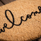 THEODORE MAGNUS Half-Moon Welcome Doormat | 100% Natural Coir | Modern Script, Anti-Slip Backing | Semicircle Outdoor Front Door Mat - Image 6