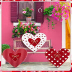 3 Pcs Valentine‘s Day Decorations for Home Outdoor, 15.75'' Pink Heart Wood Porch Standing Love Decor, Romantic Sign for Front Door, Garden, Patio, Home, Happy Valentine‘s Day Decoration - Image 2
