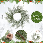 Christmas Pine Needles Placemats Set of 6 Artificial Wreath Charger - Image 2