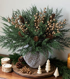 Faux Cedar Stems Artificial Norfolk Pine Branches for Christmas Decorations, 20 PCS Faux Pine Stems with Pinecones Gold Berries Branches Realistic Faux Greenery for Vases DIY Garland Xmas Table Indoor by Ivydale
