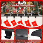 Christmas Stocking Holders for Mantle, Weighted Stocking Hangers, Christmas Stocking Hooks for Tables Window Fireplace Mantle Decoration(Black,6PCS) - Image 5