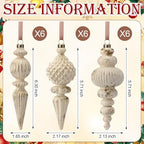 Yunlly 18 Pcs Neutral Christmas Ornaments Ivory Xmas Tree Decor - Image 3