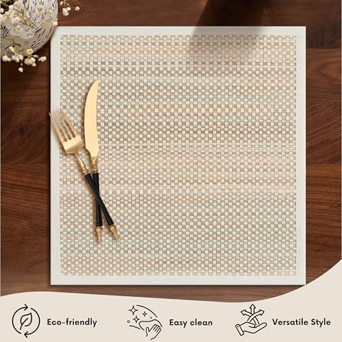 Hausattire Bamboo Placemats, Beige, Set of 10 - Image 2