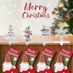 GUOER 4 Pack Snowflake Christmas Stocking Holder Set for Mantle Christmas Decorations Holiday Mantle Fireplace Topper - Snowflake Snowman Reindeer and Christmas Tree Hangers Decorative Metal Hanger - Image 5