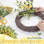 lOKEISNA Summer Wreaths for Front Door, 24" Yellow Daisy Wreaths for Front Door Window Wall Wedding Farmhouse Festival Decor, Handmade Artificial Spring Summer Wreath for Home Decoration - Image 4