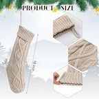 Shyyween 4 Pack Cable Knit Christmas Stockings 18 Inch Farmhouse Large Rustic Neutral Knitted Stockings Ornaments Hanging Xmas Decorations for Family Holiday Party Decor(Stylish Style) - Image 2