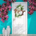 Easter Cross Wreath with Burlap Bow, Easter Door Wreath with Burlap Bow Swag Bowknot Rustic Farmhouse Spring Lily Wreath Easter Decorations for Hanging Door Decor (16IN Num.02) - Image 4