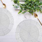 Lightnpro Handmade Beaded Placemats Set of 4 – 13 Inch Round Whitish Silver Charger Mats | Handcrafted Artisan Table Accessories, Rustic Farmhouse Glitz Decorative Dining Table Décor - Image 4