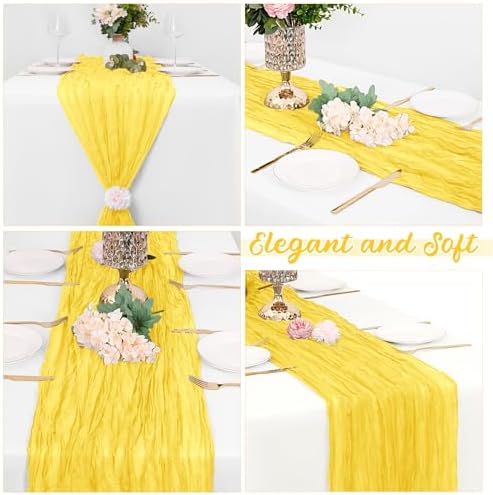 16 Pack Lemon Yellow Cheesecloth Table Runners 20x120 Inch Gauze Table Runner 10FT Easter Cheese Cloth Table Runner Rustic Sheer Runner for Wedding Baby Shower Birthday Party Table Decor - Image 4