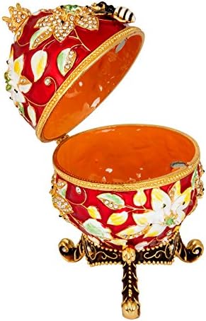 QIFU Easter Egg: Extra Large 7”, Hand Painted Enameled Decorative Hinged Jewelry Trinket Box Unique Gift for Home Decor and Collection - Image 4