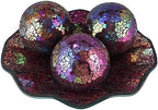MDLUU Centerpiece Bowl and Balls Set, Mosaic Tray with 3 Pieces Spheres, 12" Decorative Plate with 4" Mosaic Orbs for Home Decor, Gift (Multicolored Purple) - Image 2