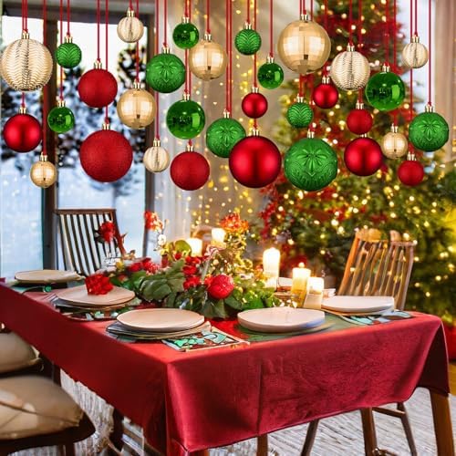 36 Pcs Christmas Balls Ornaments for Ceiling, Red, Green, Gold - Image 6