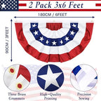 2 Pack 3x6 FT USA Pleated Fan Flag, American Bunting Flag Patriotic Half Fan Banner 4th of July Decorations Outdoor Memorial Day Decor Fourth July Independence Day Outside Red White and Blue Decor - Image 2