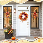 Fall Teardrop Swag Wreath, 3 Pack, 22" Artificial Pumpkin Flower - Image 3